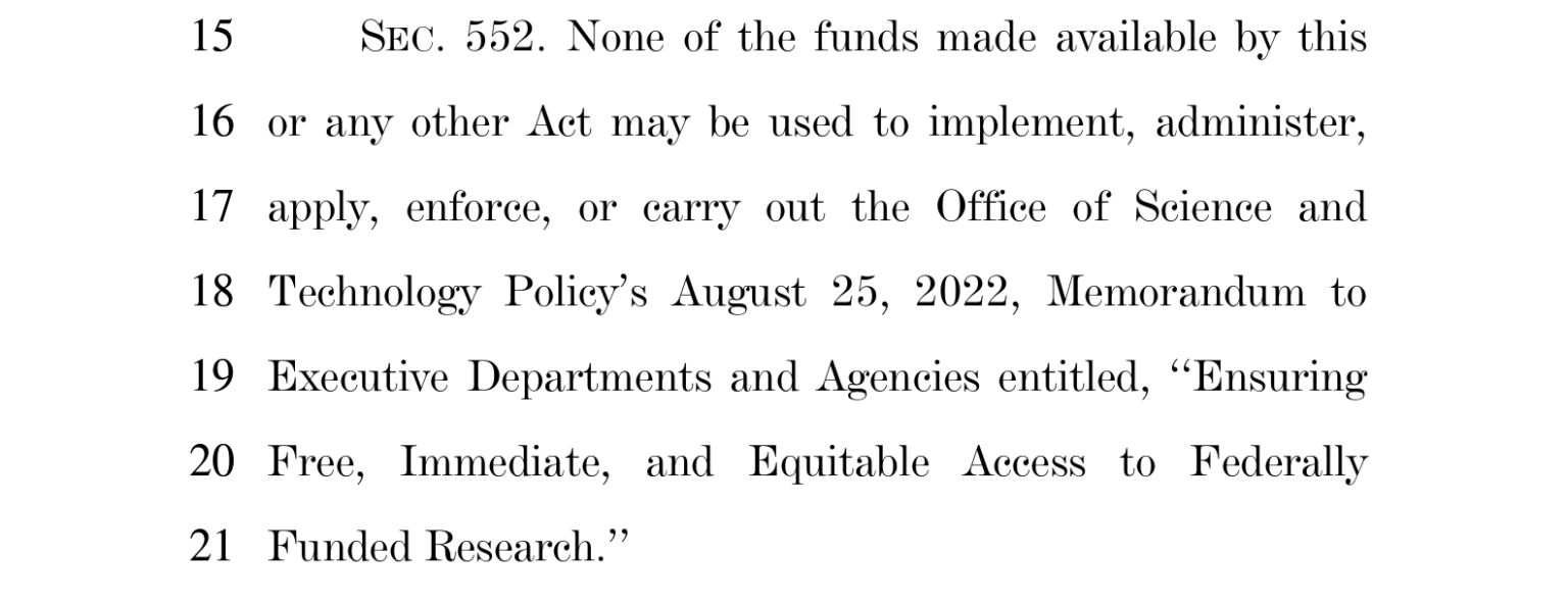 The Appropriation Bill That Would Defund The Ostp Open Access Memo 